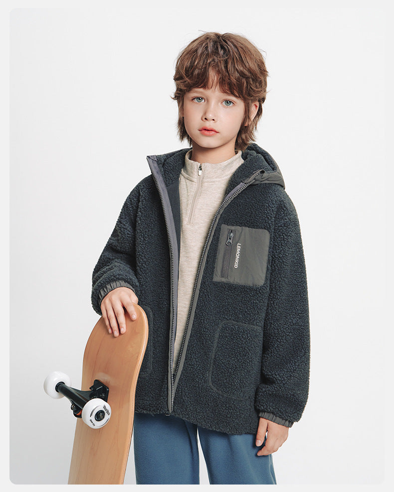 LUMIÈRE SHERPA HOODED JACKET NAVY